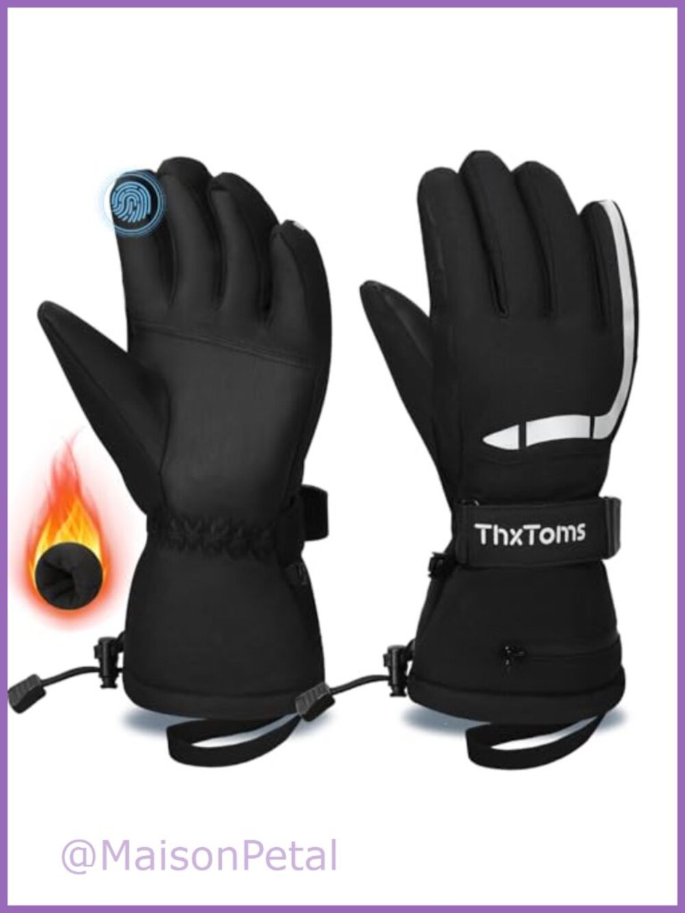 3M Thinsulate Waterproof Ski Gloves Touchscreen Winter Snow Gloves Nylon PU